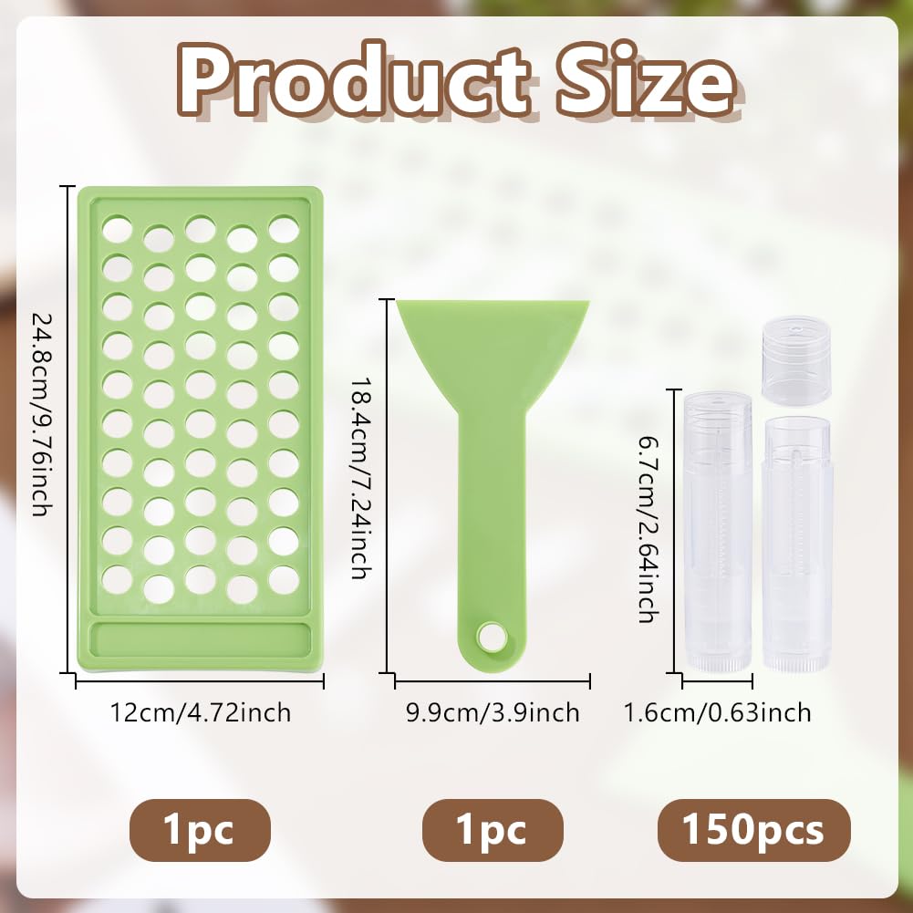 arricraft 150 Pcs Lip Balm Tubes with Filling Tray and Spatula, 8ml Empty Tubes Plastic Clear Lip Gloss Balm Containers for DIY Make Up Beauty and Personal Care arricraft