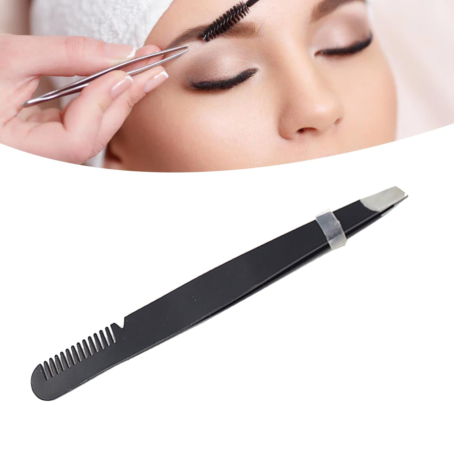 Eyebrow Tweezers with Comb, Double Ended Stainless Steel Slant Tip Precision Brow Grooming Tool for Hair Removal, Trimming & Eyelash Application Beauty and Personal Care Dioche