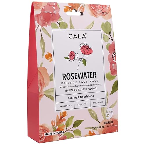 Cala Nourishing Essence Face Masks: Rose Water, 10 count- Hydrating Sheet Masks for Dullness, Dryness & Uneven Texture, K-Beauty Skincare for All Skin Beauty & Personal Care Cala