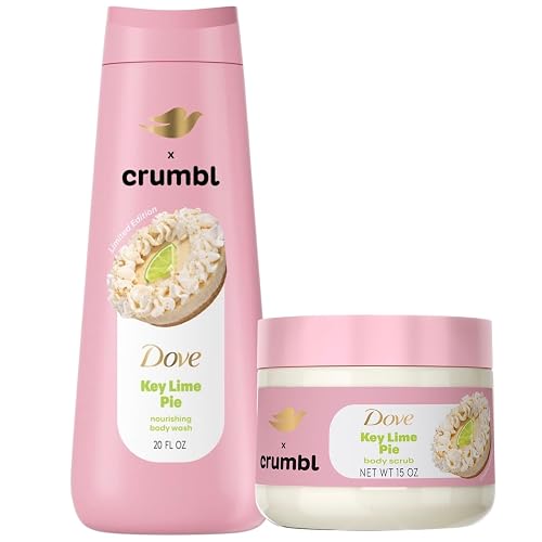 Dove x crumbl Limited Edition Key Lime Pie Nourishing Body Wash, 20 fl oz and Body Scrub, 15 oz Set Beauty & Personal Care Dove