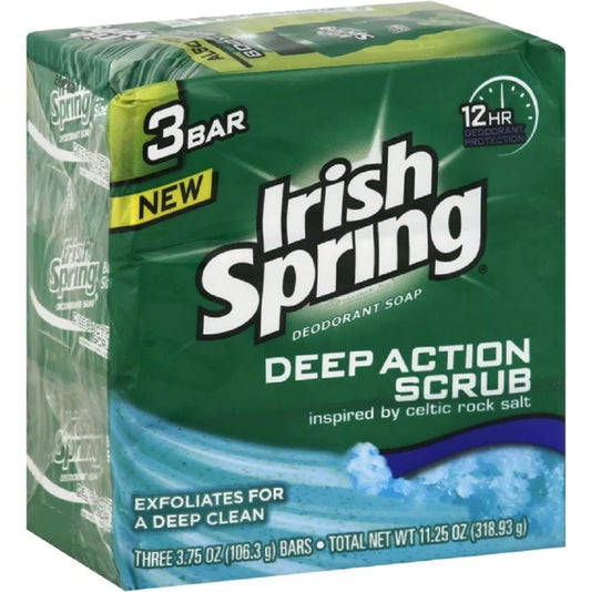 Irish Spring Deep Action Smoothening,Moisturizing,Exfoliating Scrub Bar Soap 3 Pack Beauty & Personal Care Irish Spring