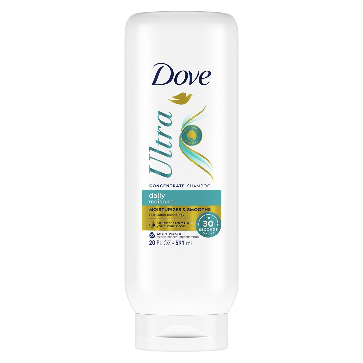 Dove Ultra Daily Moisture Concentrate Shampoo for Dry Hair Moisturizes and Smooths in 30 Seconds, Ultra-Lather Technology and 2X More Washes 20 oz Beauty & Personal Care Dove