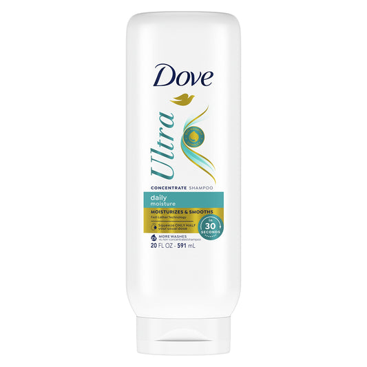 Dove Ultra Daily Moisture Concentrate Shampoo for Dry Hair Moisturizes and Smooths in 30 Seconds, Ultra-Lather Technology and 2X More Washes 20 oz Beauty & Personal Care Dove