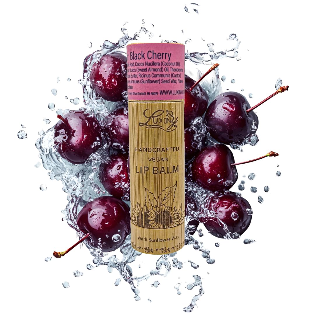 Luxiny Lip Balm 3-Pack - Vegan, Natural Moisturizing Lip Care in Bamboo Tubes with Sunflower Wax and Vitamin E (.15, Vanilla Buttercream, Mango, Black Beauty and Personal Care Luxiny