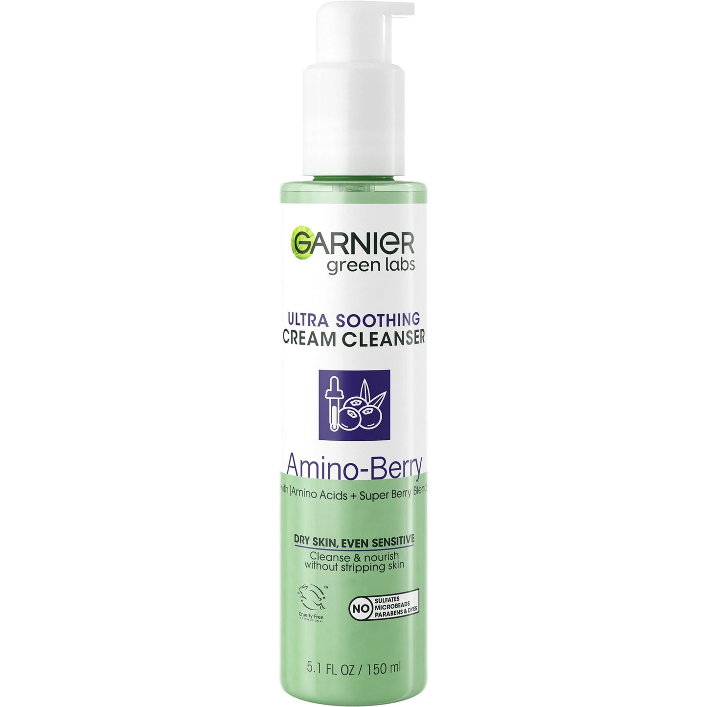 Garnier Green Labs Amino-Berry Soft Gentle Facial Cream Cleanser Hydrates and Soothes Skin, 5.07 fl oz Beauty & Personal Care Garnier