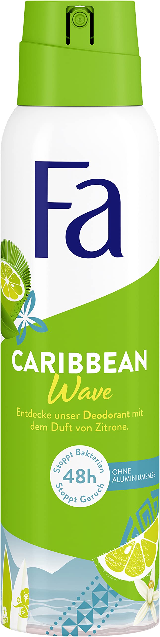 Caribbean Wave Deodorant Spray with the Exotic Fresh Fragrance of Lemon, 48h Protection, 150 ml Beauty and Personal Care FA