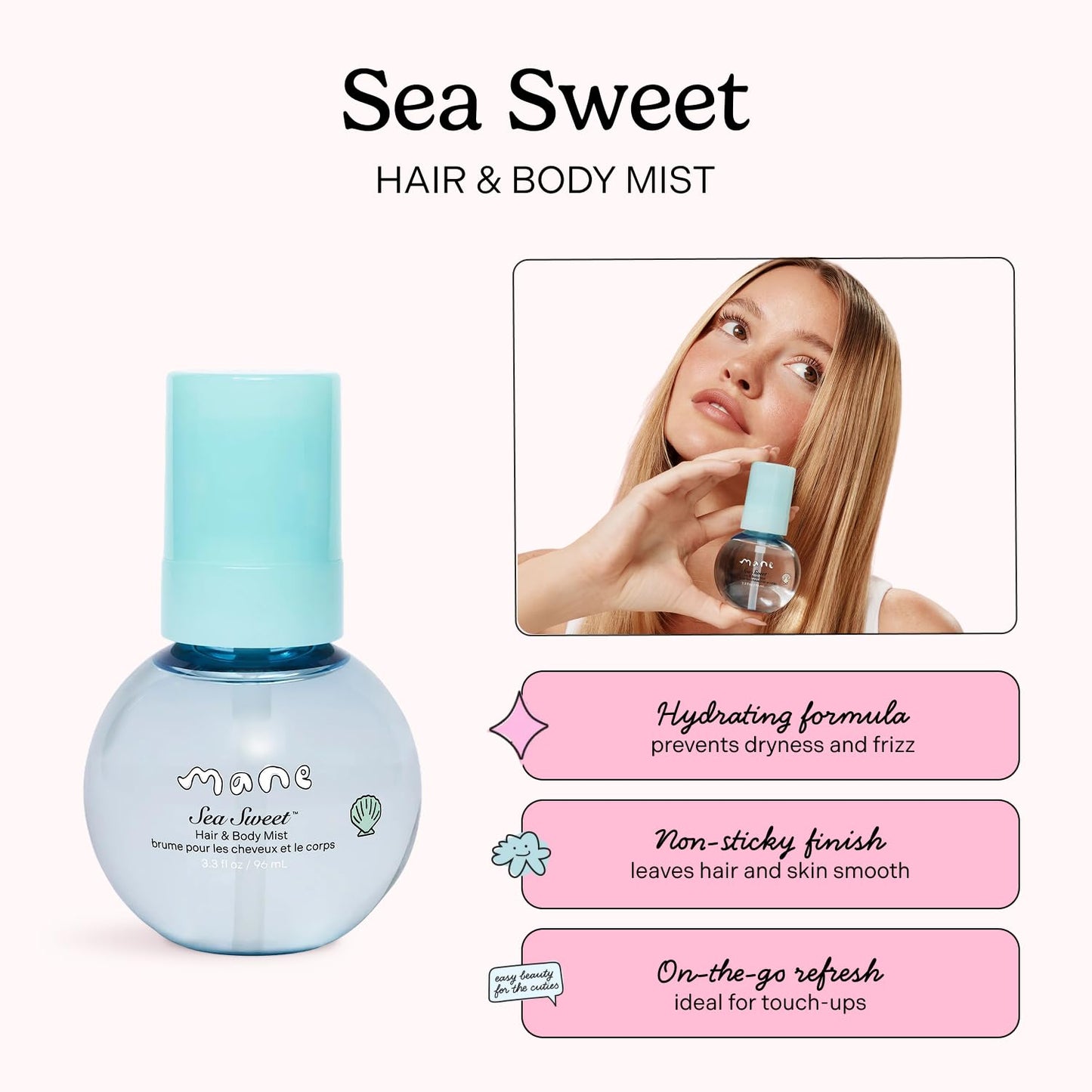 Mane Fruity Fresh Hair and Body Mist - Refreshing Green Apple, Melon, Rose & Musk Body Spray & Hair Perfume - Hydrating & Non-Sticky Formula Beauty & Personal Care Mane
