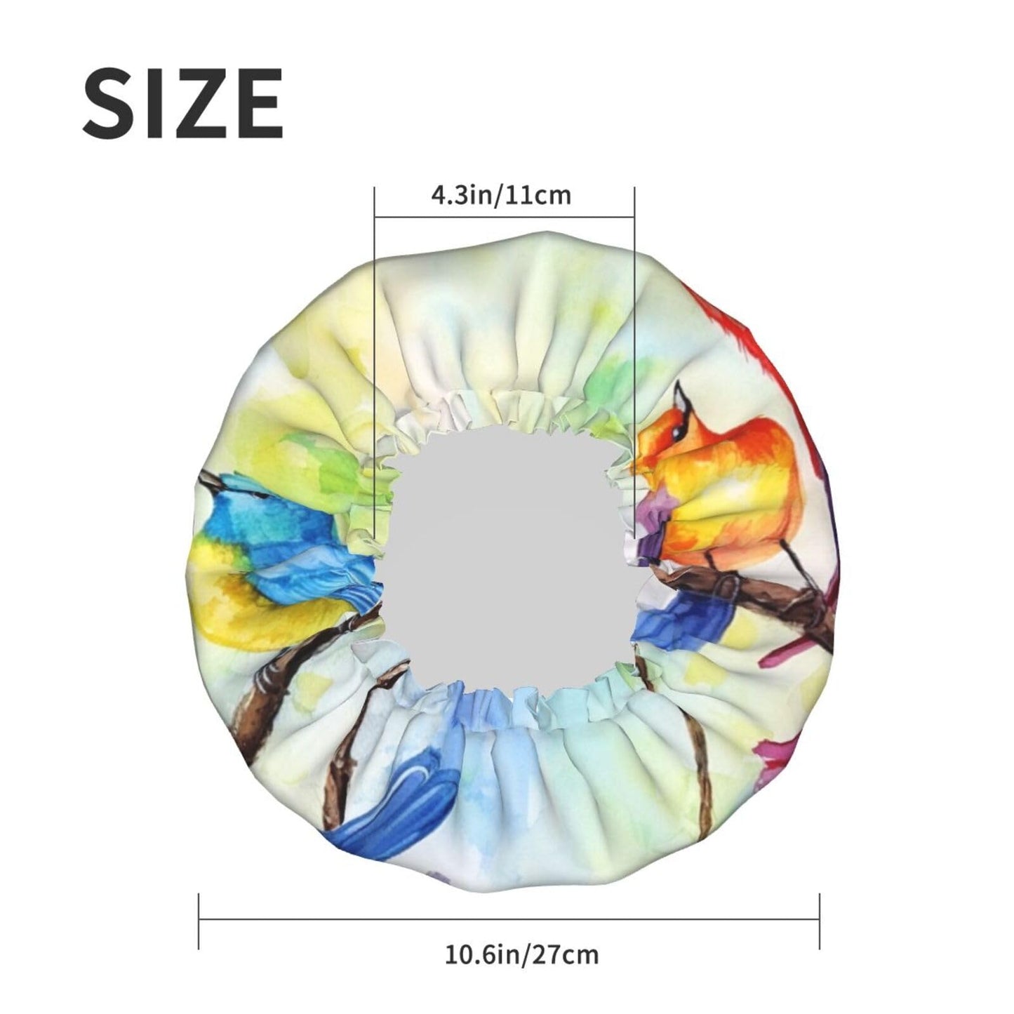 Five Singing Birds Shower Cap for Women Men Large Reusable Shower Bonnet Double-Layer Waterproof Bath Caps Elastic Band Hair Hat for All Hairstyles Beauty and Personal Care BWLHJKE