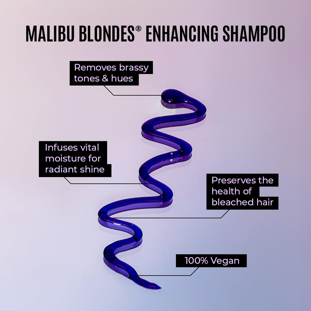 Malibu C Blondes Enhancing Shampoo & Conditioner Duo (33.8 oz) - Revitalizing Purple Shampoo & Conditioner for Hair Health + Brilliancy - Blondes Hair Beauty & Personal Care Malibu C