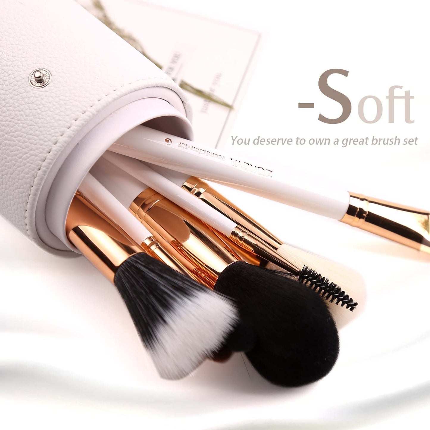 Z'OREYA Travel Makeup Brush Set White 12pcs Makeup Brushes Premium Synthetic Hair Professional Foundation Powder Contour Blush Cosmetic Eye Brush Sets Beauty & Personal Care Z'OREYA