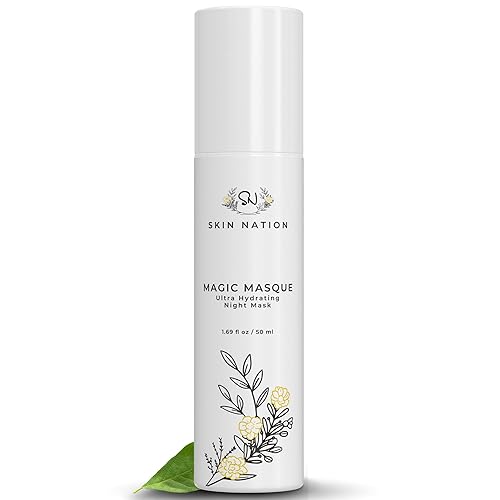Skin Nation Magic Masque, Hydrating Night Mask with Hyaluronic Acid & Botanicals, Plant-Based Overnight Mask for Dry Skin, Smooth Texture & Radiant Beauty & Personal Care Skin Nation