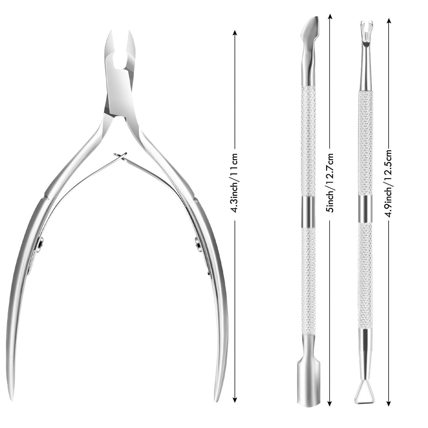 Cuticle Trimmer Cuticle Remover with Cuticle Pusher, XUNXMAS Professional Stainless Steel Durable Pedicure Manicure Tools Cutter Nipper Scissor Beauty & Personal Care XUNXMAS