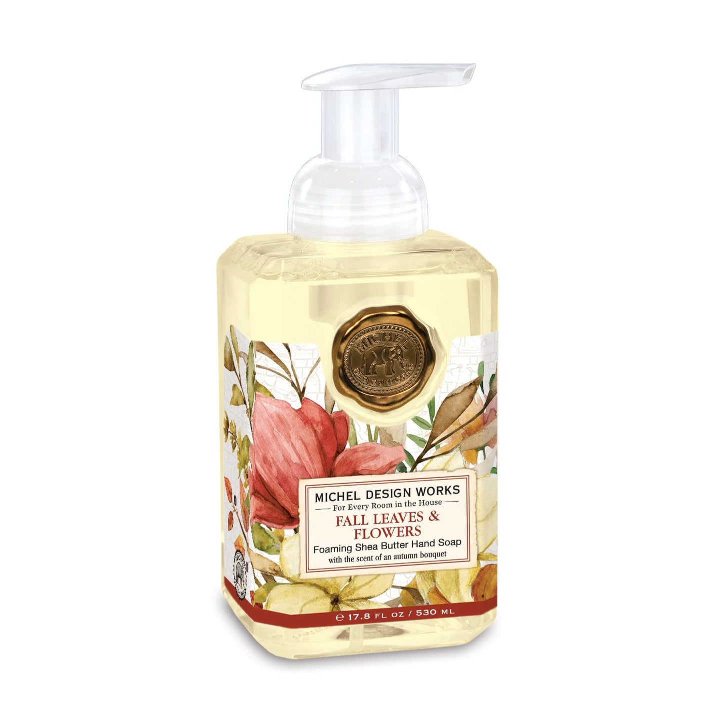 Michel Design Works Foaming Hand Soap 17.8oz, Fall Leaves & Flowers Scent and Design, Shea Butter and Aloe Vera Blend, Beautiful Square Container Beauty & Personal Care Michel Design Works