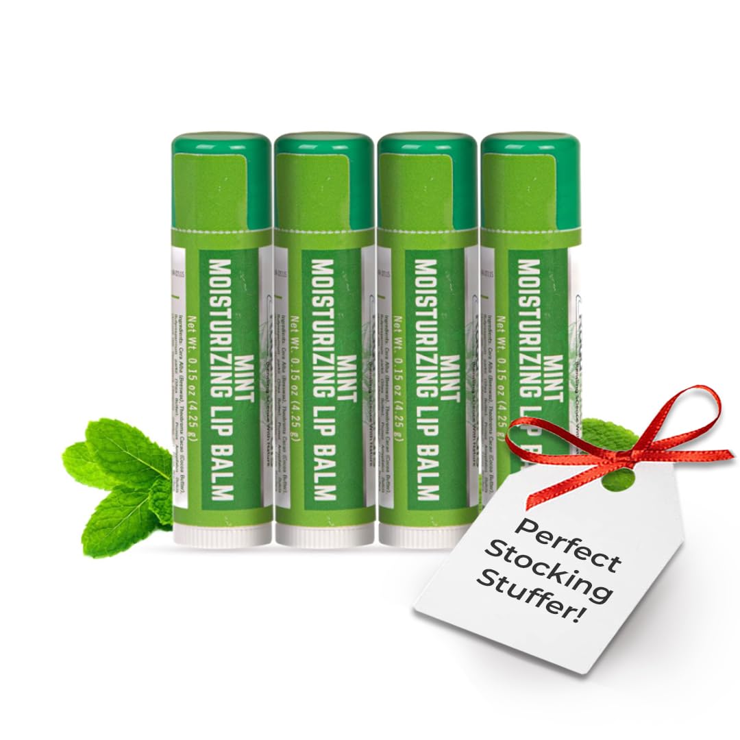 RaGaNaturals Natural Mint Lip Balm - Hydrating Lip Moisturizer for Dry & Cracked Lips with Shea Butter, Cocoa Butter, Vitamin E & Beeswax - Refreshing Beauty and Personal Care RaGaNaturals