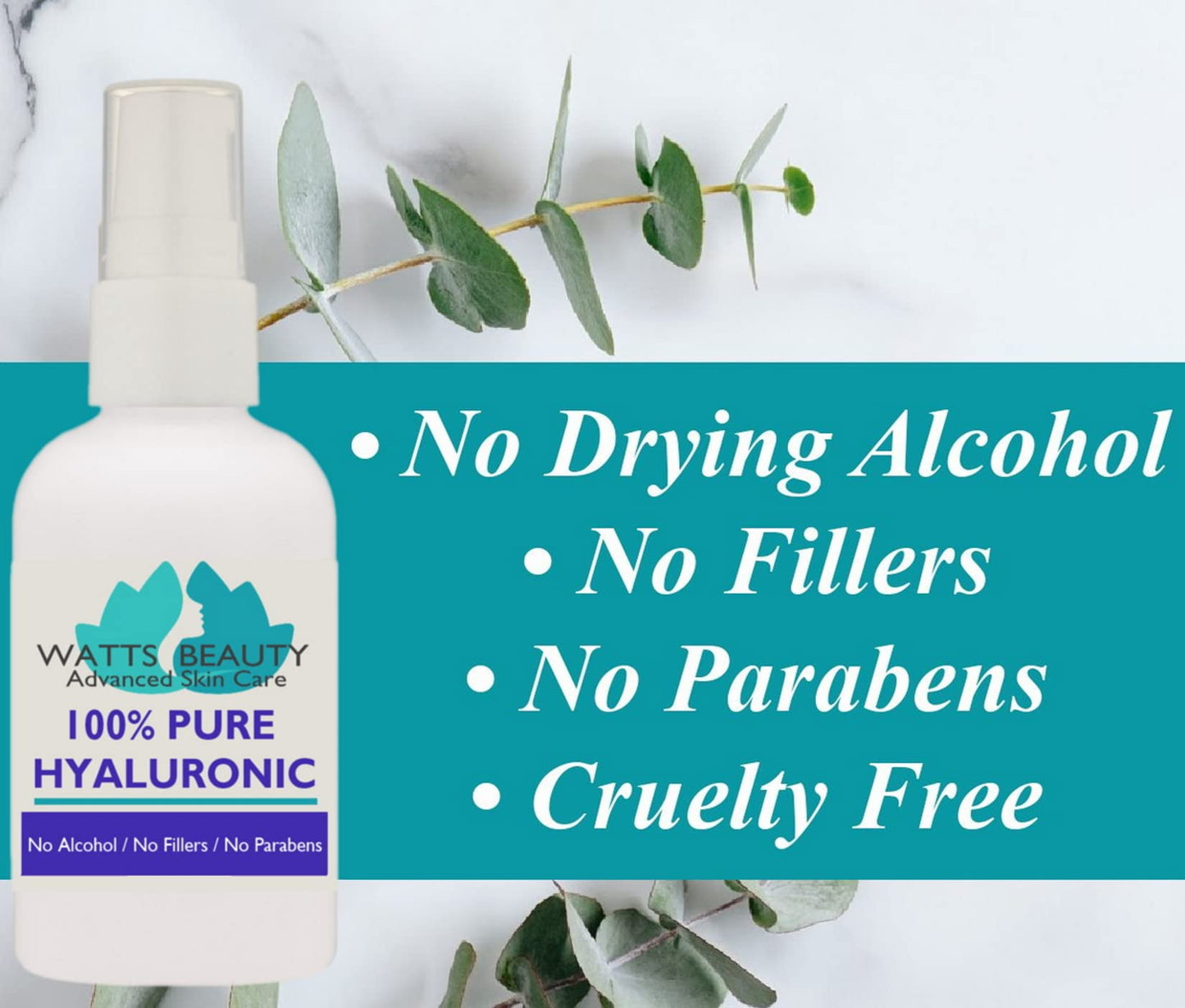 Anti Aging Wrinkle Serum of 100% Pure Hyaluronic Acid for Face and Body - No Alcohol, 8 oz Beauty & Personal Care Watts Beauty