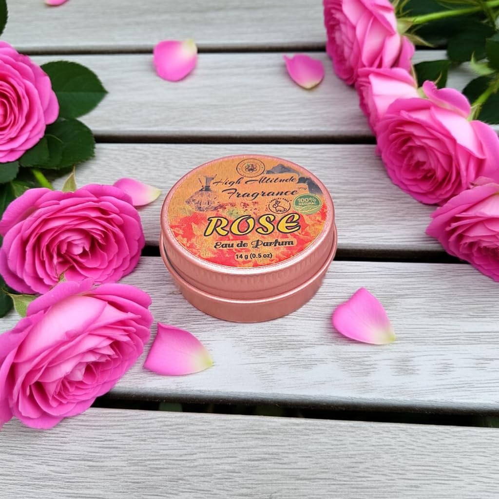 ROSE Perfume - Eau de Parfum - Solid Balm - Natural Essential Oils Aromatherapy Fragrance (Tea Rose, De Mai, Otto, Rosa Damascena, Centifolia Beauty & Personal Care HIGH ALTITUDE ORGANICS