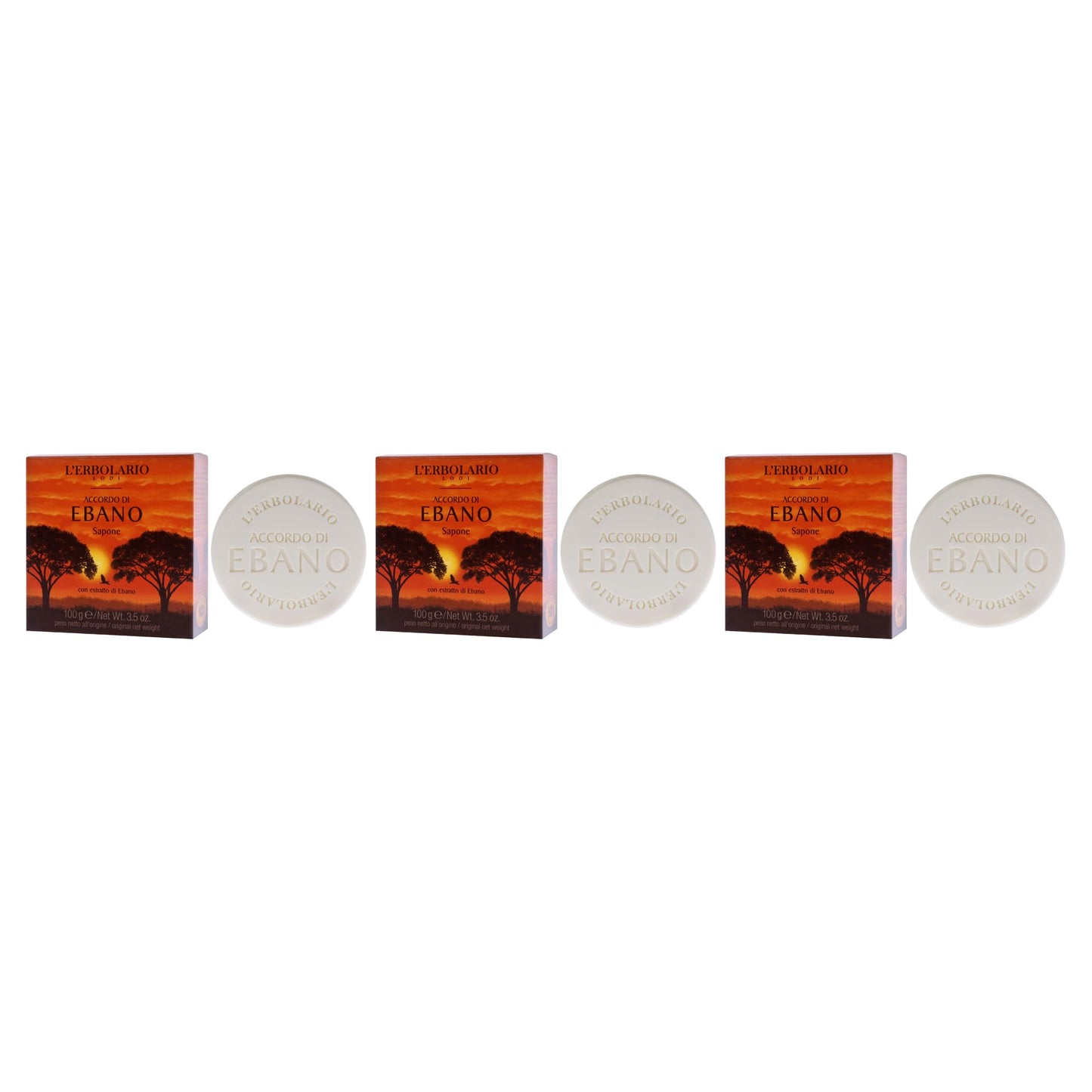 Soap - Notes of Ebony - Pack of 3 by LErbolario for Unisex - 3.5 oz Soap Beauty & Personal Care L'Erbolario