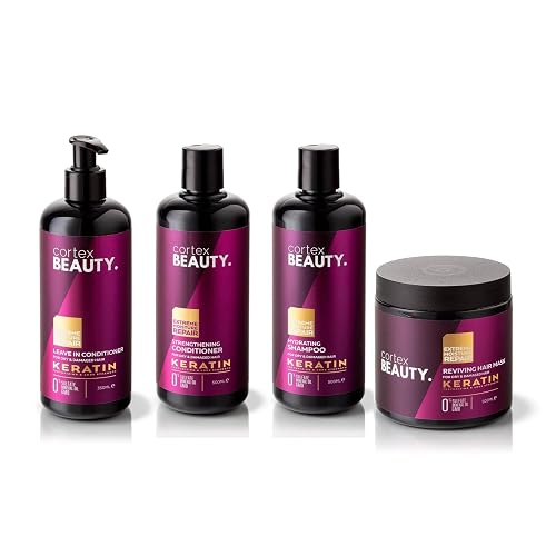 Cortex Beauty | Keratin Hydrating Shampoo, Strengthening Conditioner, Leave in Conditioner, and Reviving Hair Mask Set Beauty & Personal Care Cortex International