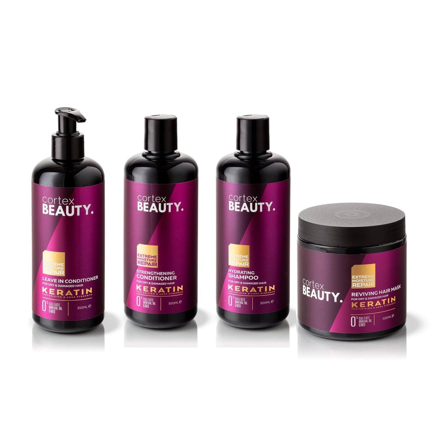 Cortex Beauty | Keratin Hydrating Shampoo, Strengthening Conditioner, Leave in Conditioner, and Reviving Hair Mask Set Beauty & Personal Care Cortex International