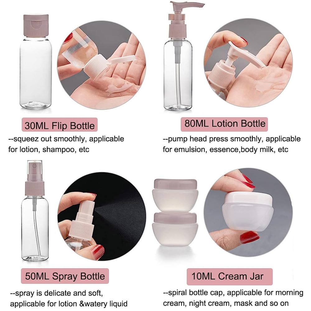 ZLSSETEC 12pack Travel Bottles for Toiletries, TSA Approved Travel Size Toiletries Containers, Travel Bottles Set with Labels Leakproof Squeezable Beauty & Personal Care ZLSSETEC