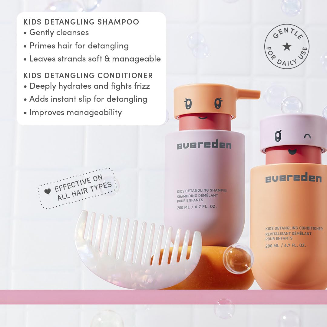 Evereden Kids Mini Haircare Set: Travel Size Hair Detangling Shampoo 1fl.oz & Conditioner 1fl.oz for Children Ages 3+, Plant Protein Peptides & Argan Beauty & Personal Care Evereden