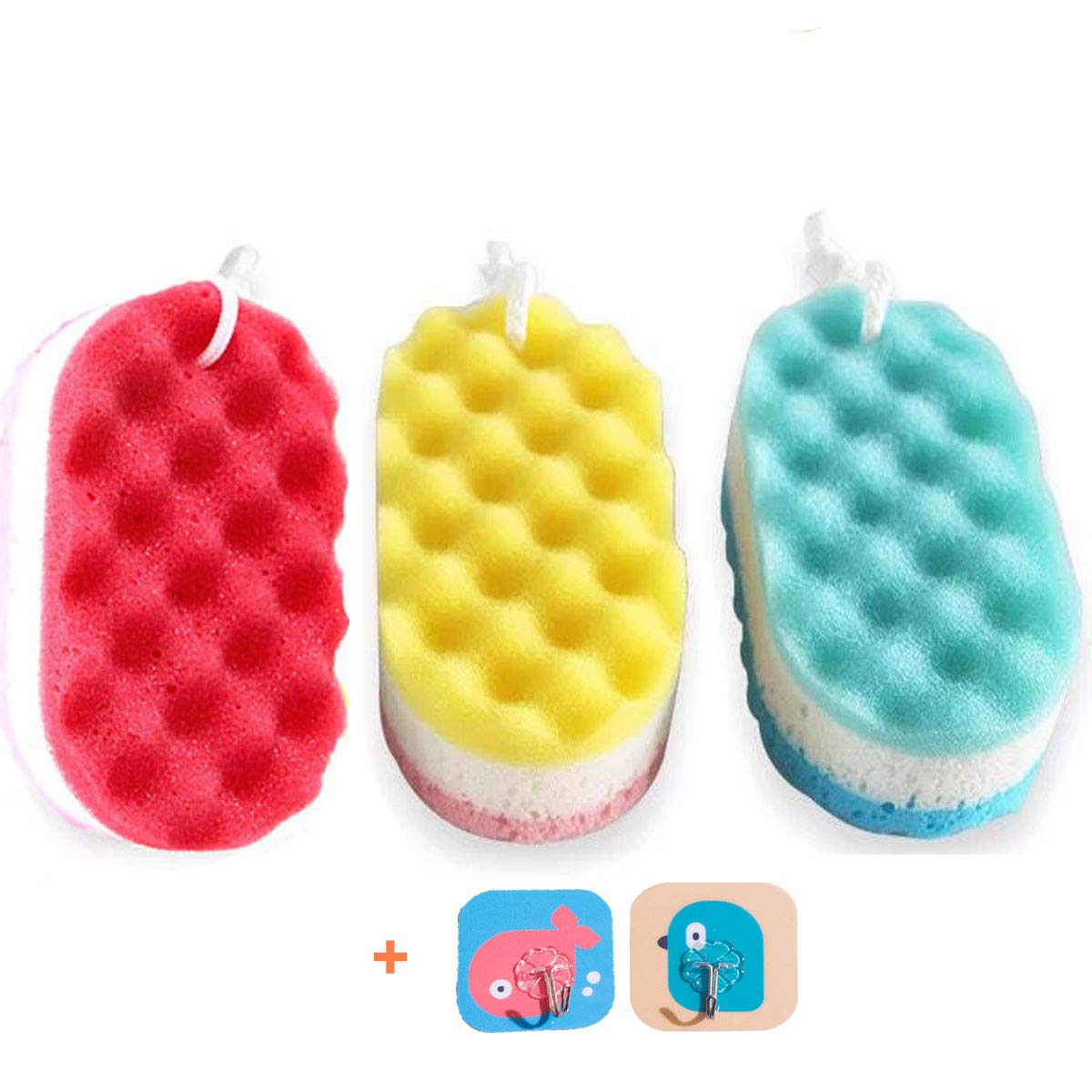 Winture Pack of 3 Exfoliating Foam Sea Sponge Natural Feel Soft Bath Sponge Body Shower Sponges for Women Men (Extra Large Size) Beauty & Personal Care Winture