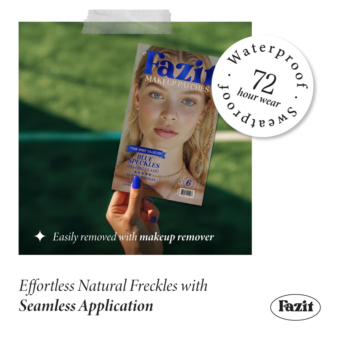 Fazit Blue Speckles - Glitter Freckle Makeup Patches - Shimmering Faux Freckles & Body Glitter - Waterproof, Long-Lasting Instant Glamour Beauty & Personal Care Fazit