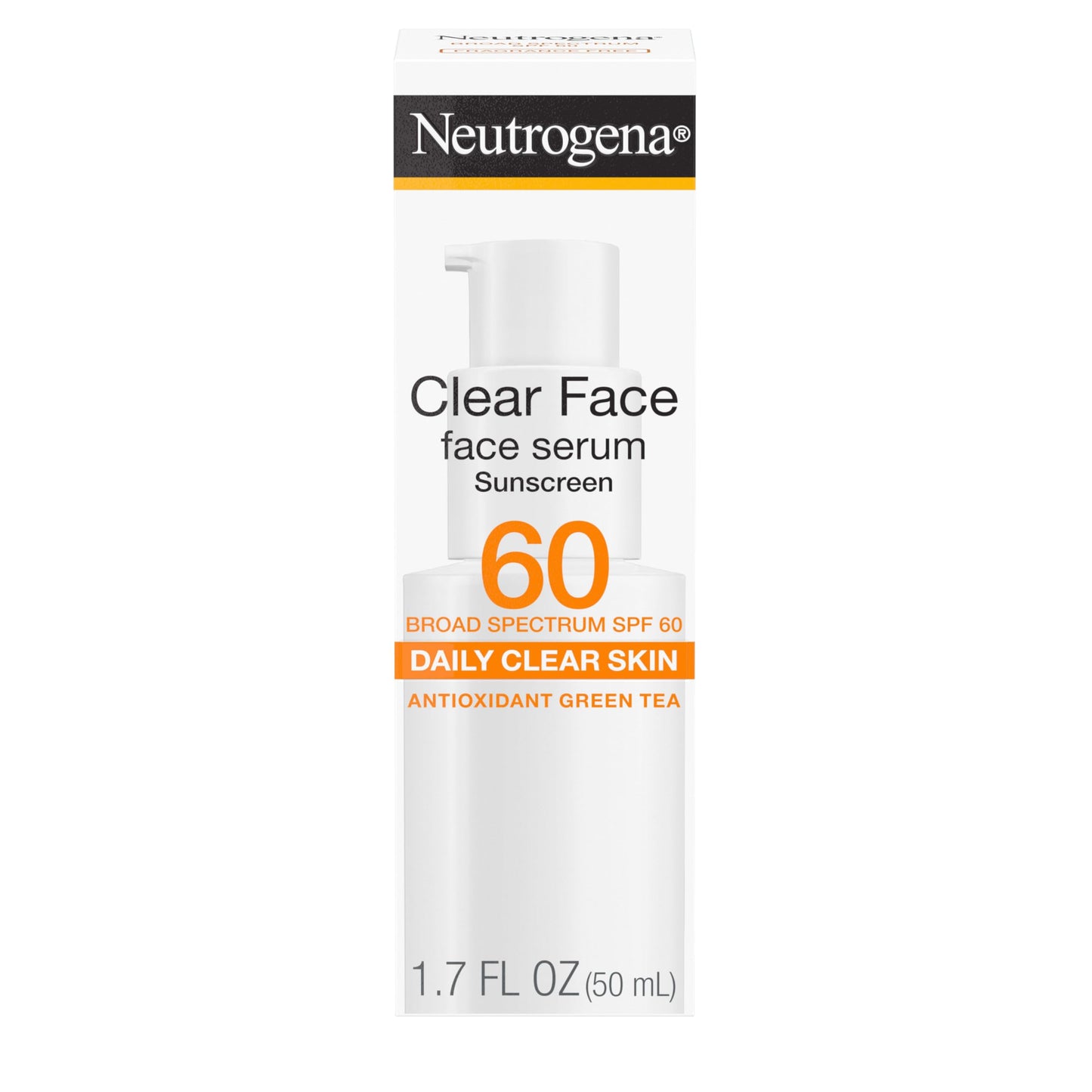 Neutrogena Clear Face Serum Sunscreen with Green Tea, Broad Spectrum SPF 60, Non-Comedogenic Face Sunscreen for Lightweight UVA/UVB Protection Beauty & Personal Care Neutrogena
