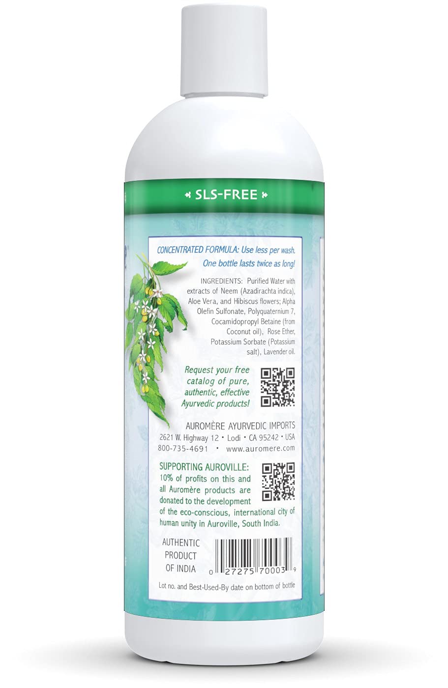 Auromere Ayurvedic Shampoo, Aloe Vera Neem - Vegan, Cruelty Free, Non-GMO, Natural, Gluten Free, Sulfate Free, Paraben Free for Dry to Normal Hair (16 Beauty & Personal Care Auromere