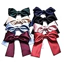 Set of 8 Big Satin Solid Ribbon French Barrette Large Big Huge Soft Silky Hair Bow Clip Bow Hair Clips Women Barrettes Beauty & Personal Care Suoirblss