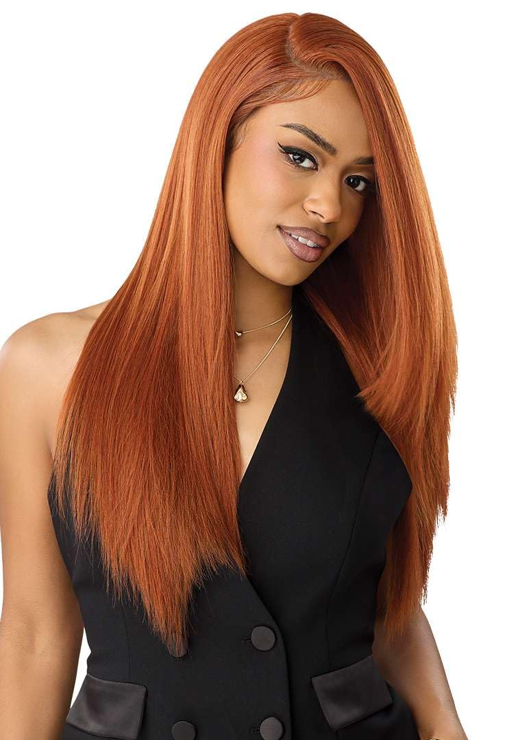 Outre Lace Front Wig - Perfect Hair Line 13X6 - NUEBLEND - Human Hair Blend - Straight 26" (BURGUNDY)