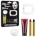 Halloween Vampire Makeup Kit, SFX Makeup Set with White Face & Body Paint, Fake Blood, Face Paint Crayons & Fake Teeth for Vampire, Zombie, Clown Beauty & Personal Care Js2U ZW