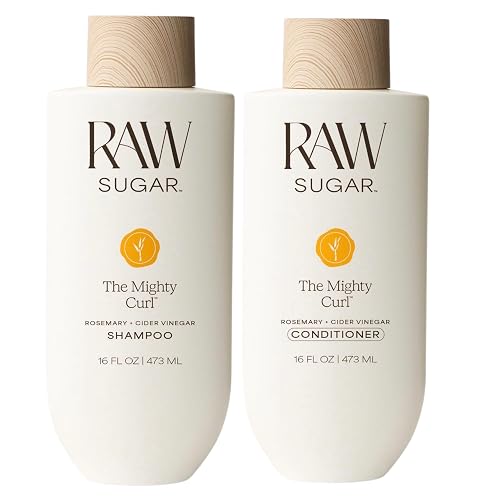 RAW SUGAR The Mighty Curl™ Shampoo and Conditioner Set, Rosemary + Cider Vinegar, 16 Fl Oz Each, 2 Count Beauty & Personal Care RAW SUGAR