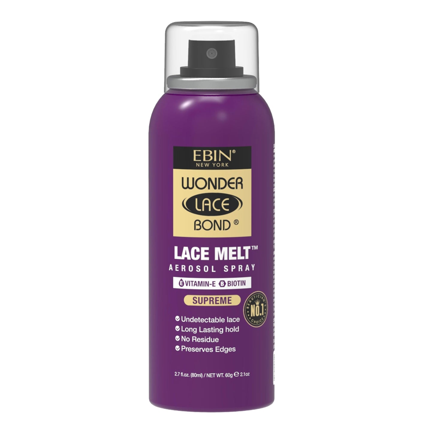 Wonder Lace Melt Aerosol Spray - Vitamin E Biotin Infused 2.7 fl.oz./80ml Preserves Edges & Undetectable Lace Long lasting hold No Residue glueless Beauty & Personal Care WONDER LACE BOND