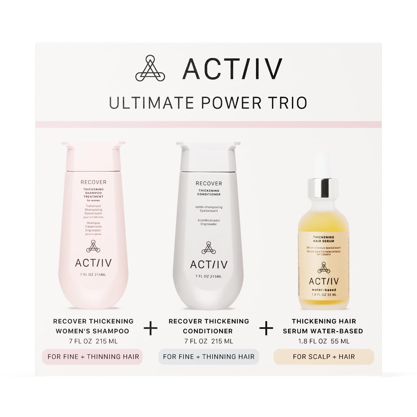 ACTIIV Ultimate Power Trio For Women | Boosts Fuller-Looking Hair, Strengthens, Soothes Scalp, Includes Shampoo, Conditioner & Serum, Vegan Beauty & Personal Care ACTIIV