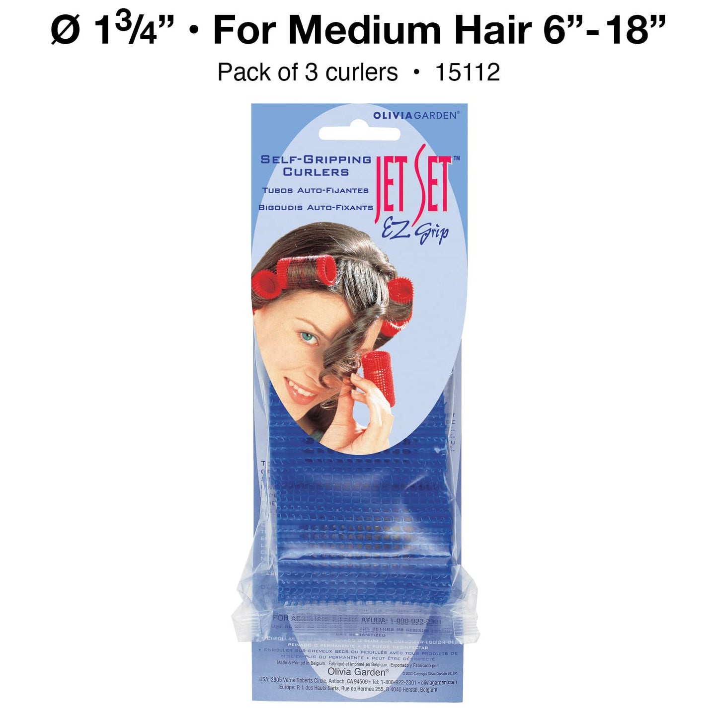 Olivia Garden Jet Set Self-Gripping Curler For Setting Or Perming (1 3/4" - 3 Count) Blue Beauty & Personal Care Olivia Garden