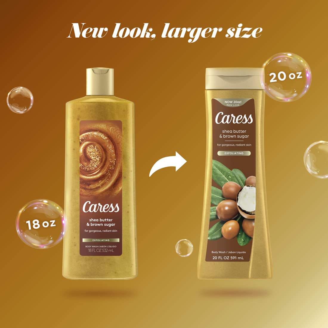 Caress Body Wash For Gorgeous, Radiant Skin Shea Butter & Brown Sugar Hydrating and Exfoliating Body Wash 20 fl oz Beauty & Personal Care Caress