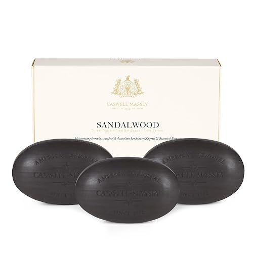 Caswell-Massey Natural Bar Soap Gift Set - Sandalwood - Triple-Milled Moisturizing Body Soap Bars for Men & Women, Plant-Based Formula with Essential Beauty & Personal Care Caswell-Massey