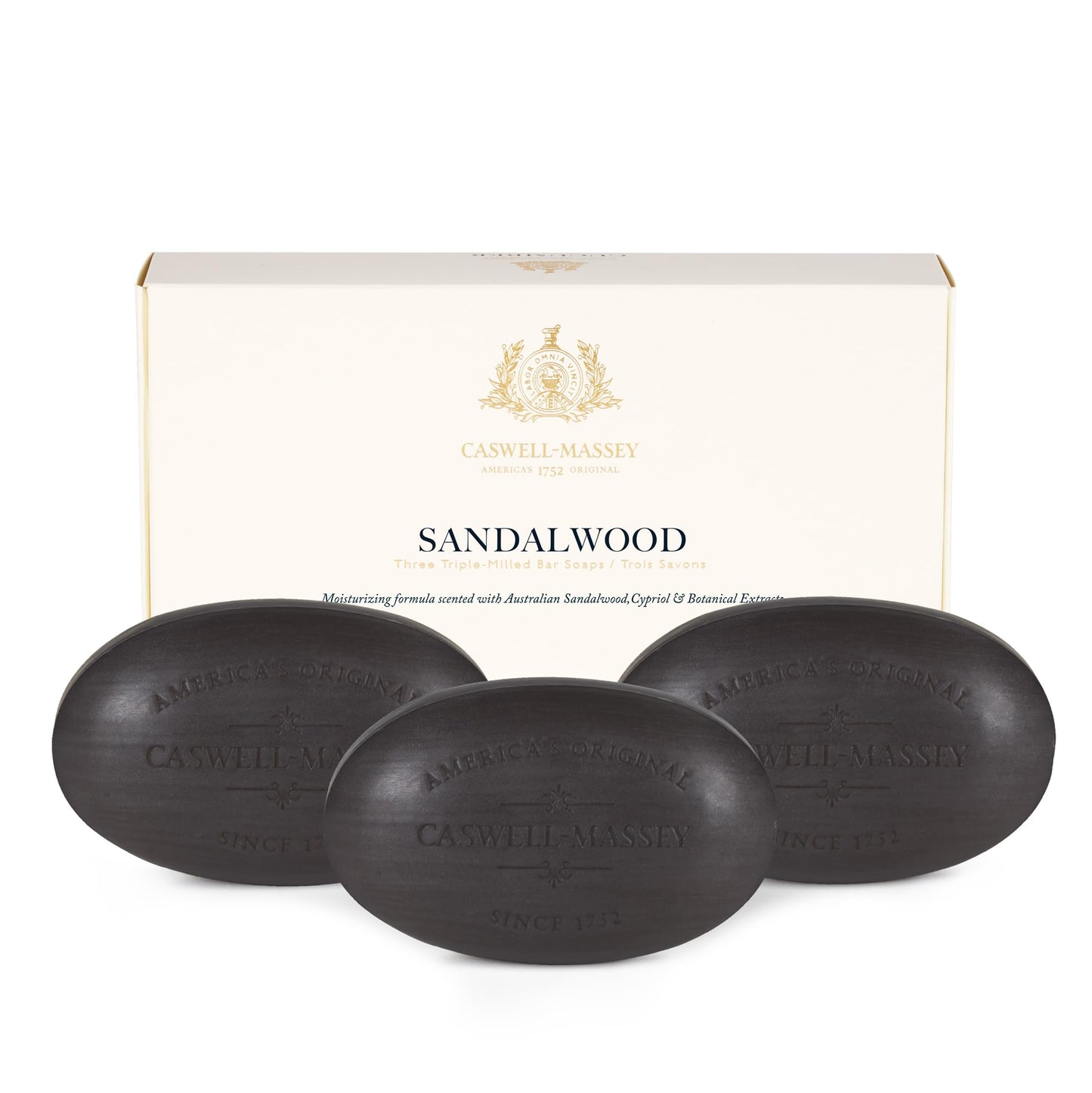 Caswell-Massey Natural Bar Soap Gift Set - Sandalwood - Triple-Milled Moisturizing Body Soap Bars for Men & Women, Plant-Based Formula with Essential Beauty & Personal Care Caswell-Massey