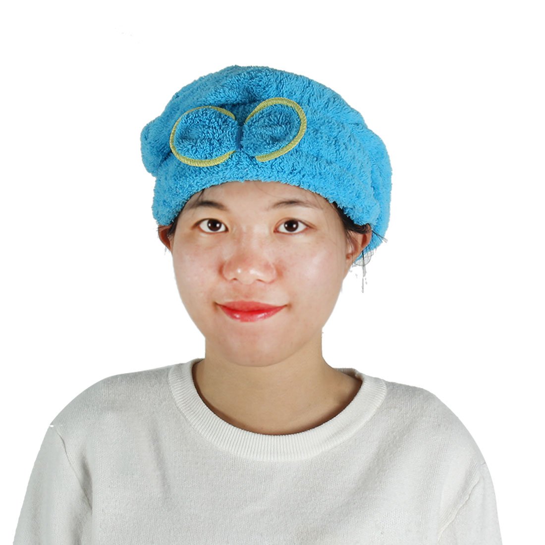 Ruilogod Women Bathroom Bath Spa Elastic Bowknot Decor Shower Hat Hair Dry Cap Blue (id: 5f8 189 47f 020 35d Beauty and Personal Care Ruilogod