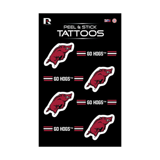 NCAA Arkansas Razorbacks Vertical Tattoo Peel & Stick Temporary Tattoos - Eye Black - Game Day Approved!