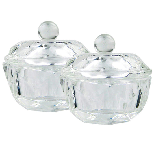 mollensiuer 2Pcs Clear Nail Art Acrylic Liquid Powder Dappen Dish Bowl Glass Crystal Cup Glassware with Lid for Nail Art Manicure Care Tools Beauty & Personal Care mollensiuer