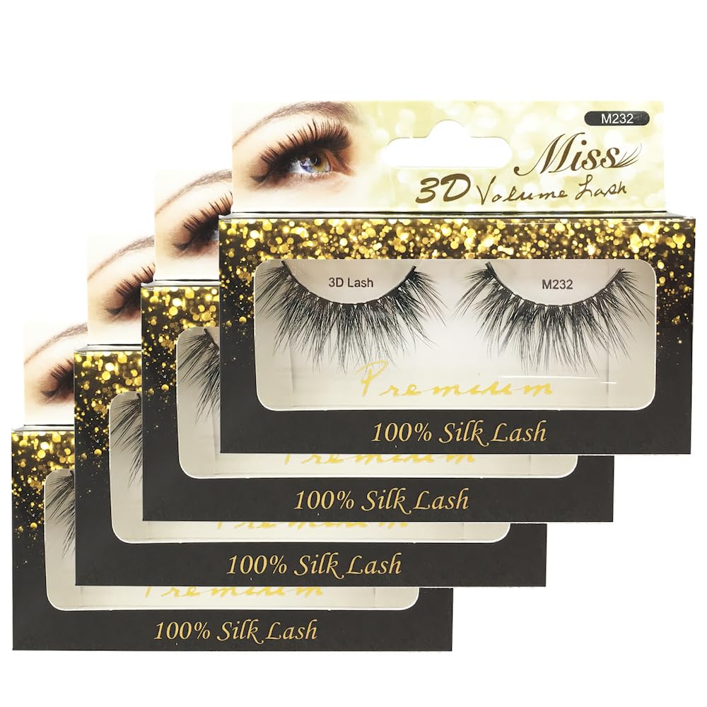"4 Pairs" Miss Lash 100% Handmade Tapered 3D Volume lash M232 Beauty & Personal Care Miss Lashes