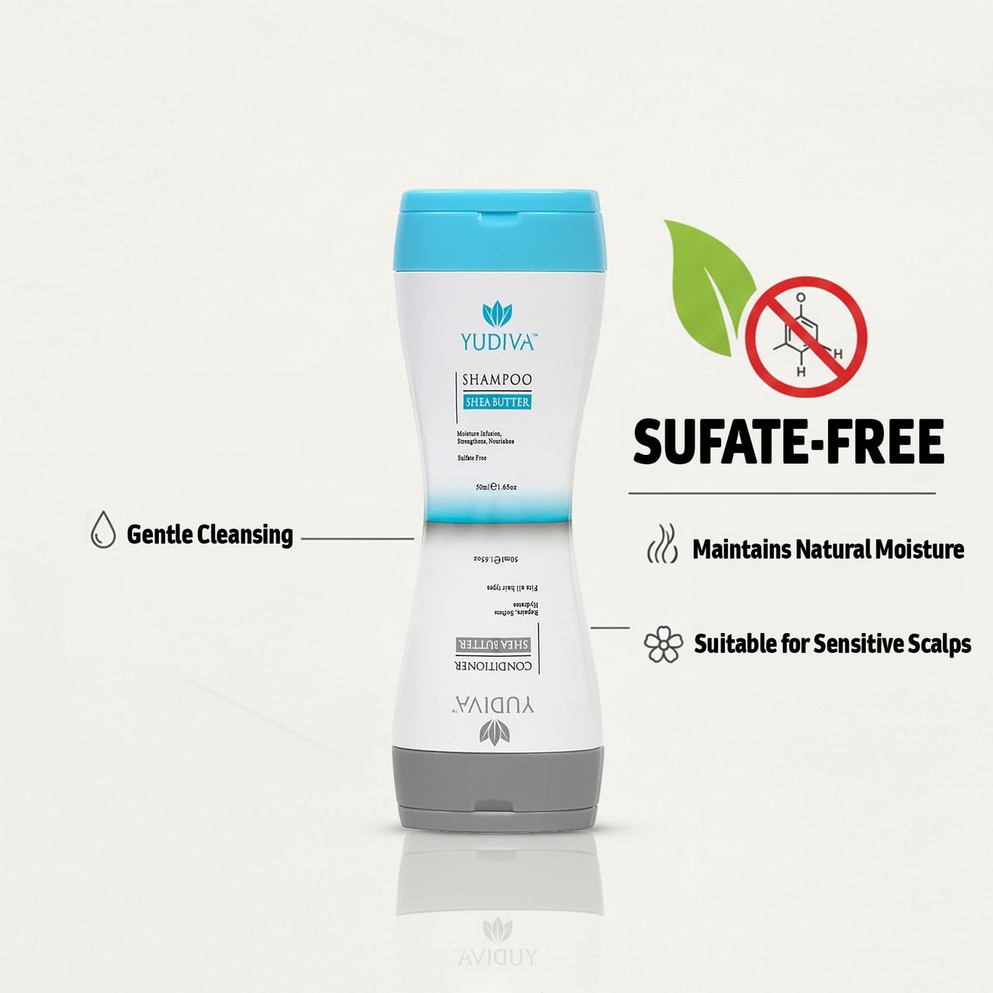 Yudiva Dual Chamber Shampoo and Conditioner with Shea Butter - 3.3 Fl Oz Travel Shampoo and Conditioner Duo - Moisturizing Haircare - Airline Friendly Beauty & Personal Care YUDIVA