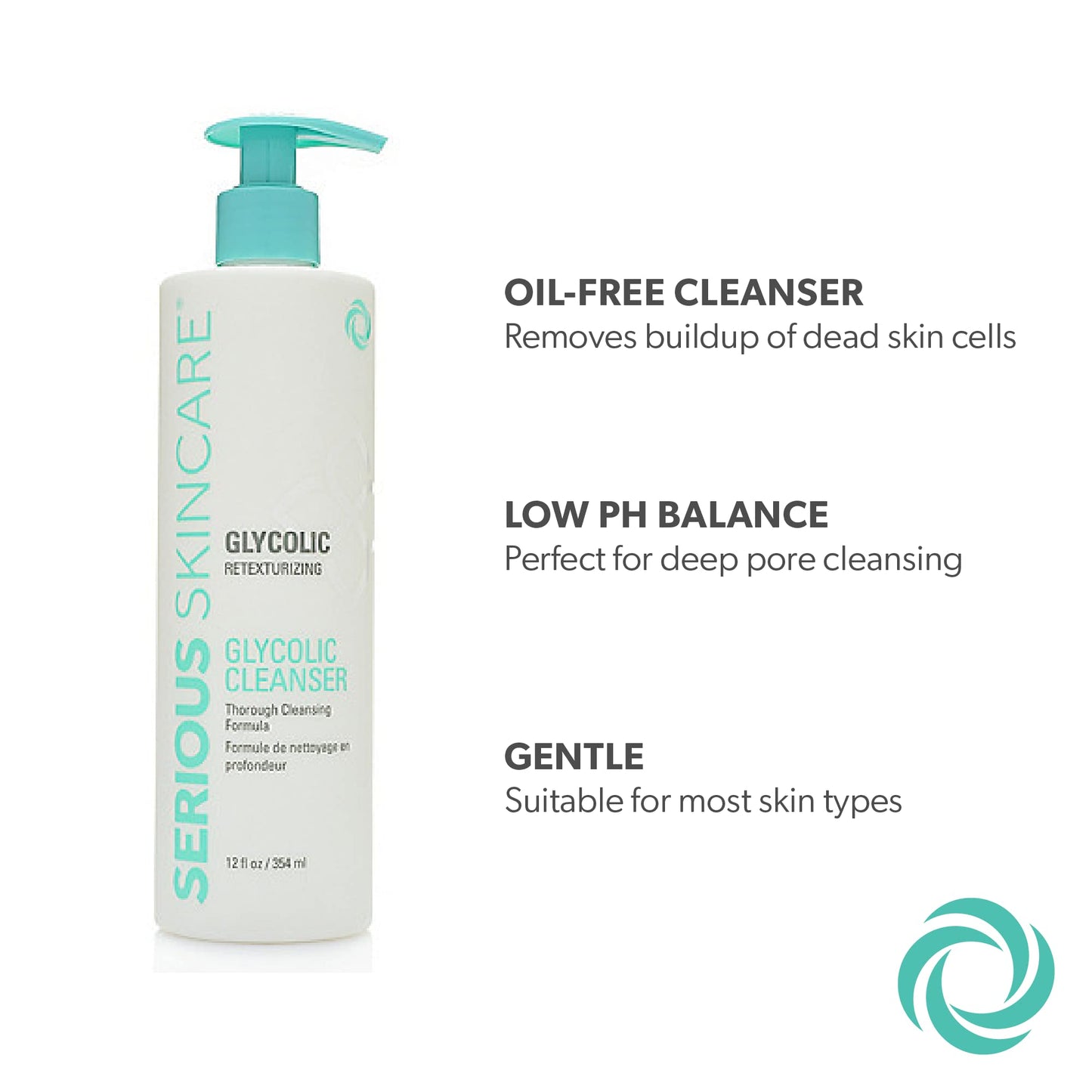 Skincare Glycolic Cleanser 12 fl oz – 10% Glycolic Acid Face Wash for Exfoliating, Deep Pore Cleansing, Makeup Removal, Anti-Aging & Shave Prep Beauty & Personal Care Serious Skincare