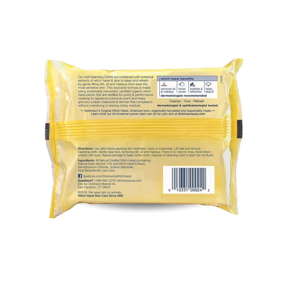 Witch Hazel Cleansing Clo Size 25ct Dickinson'T Original Witch Hazel Cleansing Cloths 25ct (Pack of 3) Beauty & Personal Care Dickinson's