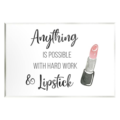 Stupell Industries Anything Possible With Lipstick Glam Makeup Inspiration Wood Wall Art, Design By CAD Designs Beauty & Personal Care Stupell Industries