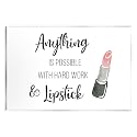 Stupell Industries Anything Possible With Lipstick Glam Makeup Inspiration Wood Wall Art, Design By CAD Designs Beauty & Personal Care Stupell Industries