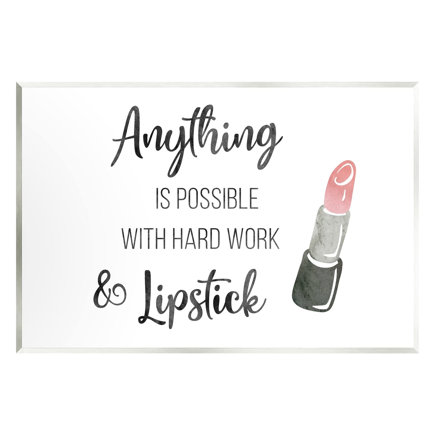 Stupell Industries Anything Possible With Lipstick Glam Makeup Inspiration Wood Wall Art, Design By CAD Designs Beauty & Personal Care Stupell Industries