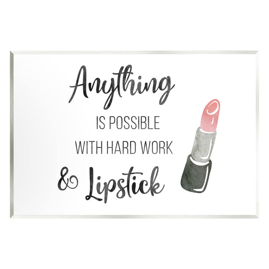 Stupell Industries Anything Possible With Lipstick Glam Makeup Inspiration Wood Wall Art, Design By CAD Designs Beauty & Personal Care Stupell Industries